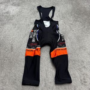 Voler Team Oakland Cycling Bib Shorts Mens Medium Black Orange Padded Unitard